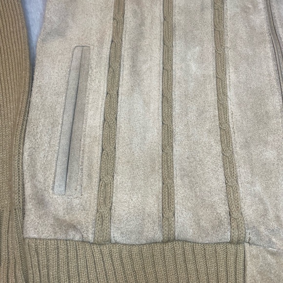 VINTAGE Suede Panel Leather Coat jacket M Rockabilly Retro 70s 80s Oakton Ltd - Picture 4 of 10